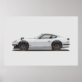 Legendarisk Klassisk Vit 240z Fairlady Bug Affisch