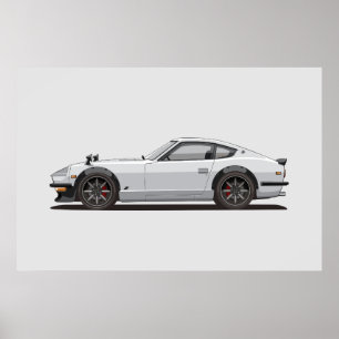 Legendarisk Klassisk Vit 240z Fairlady Bug Affisch