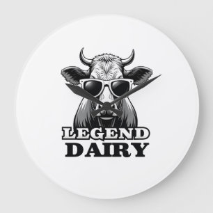Legendarisk Mejerifarm Rolig Ko Bonde Skämt Grafis Stor Klocka