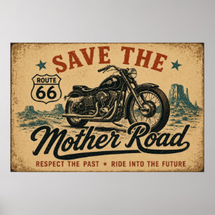 Legendarisk motorcykelväg Route 66 Poster