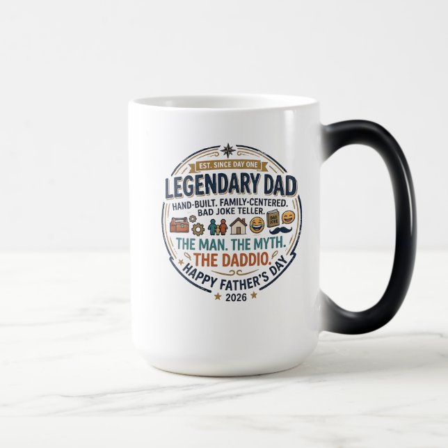 Legendarisk Pappa Sedan en Fars Dag faderns dag Magisk Mugg (Höger)