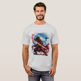 Legendarisk Samuraj & Blå Drakmugg | Japansk Krig T Shirt