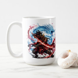 Legendarisk Samuraj & Blå Drakmugg | Japansk Krigf Kaffemugg