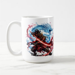 Legendarisk Samuraj & Blå Drakmugg | Japansk Krigf Kaffemugg