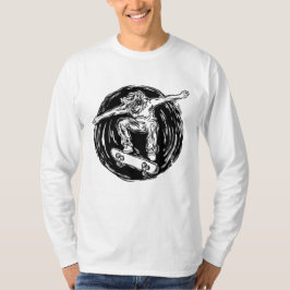 Legendarisk Skridskoåkare som Utför Skateboard i L T Shirt