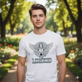Legendarisk T-Shirt Med Bevingad Häst – Kraft & Fr