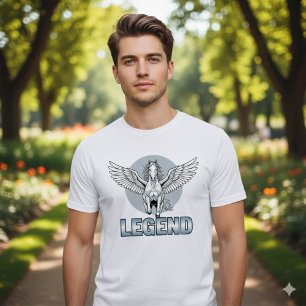 Legendarisk T-Shirt Med Bevingad Häst – Kraft & Fr