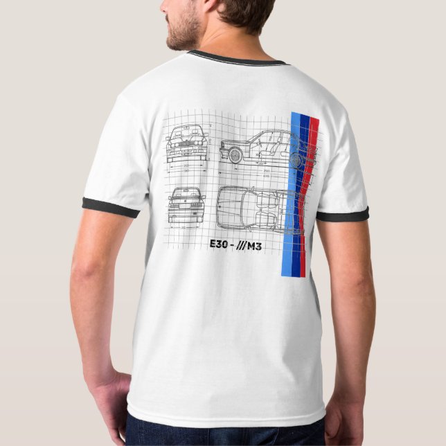 Legendary Bavarian M3-E30 - Blueprint Art Tee (Baksida)