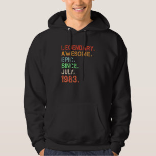 Legendary Fantastisk Epic sedan juli 1983 Retro Bi Hoodie