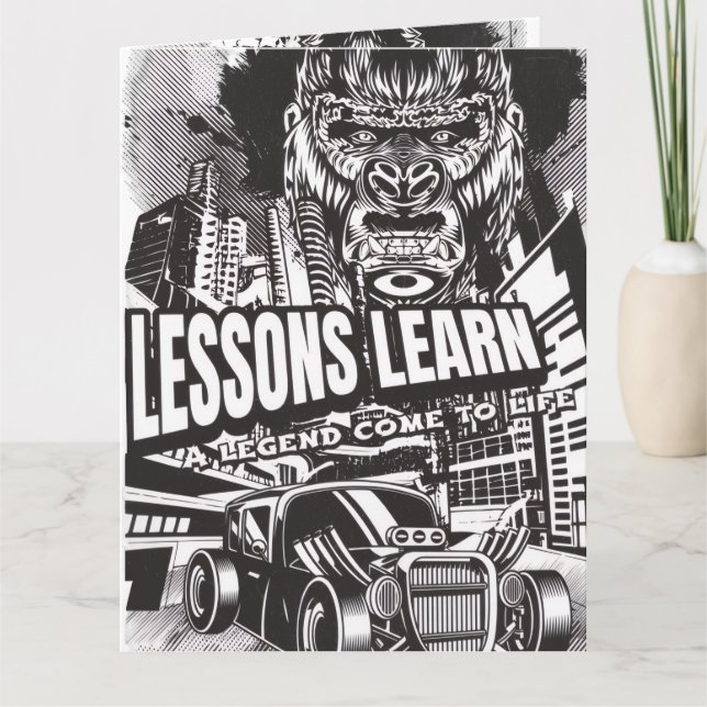 LEGENDARY GORILLA LESSONS LEARN GREETING CARD  KORT (Framsida)