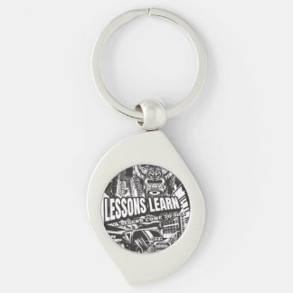 LEGENDARY GORILLA LESSONS LEARN METAL KEYCHAIN  SWIRL SILVERFÄRGAD NYCKELRING
