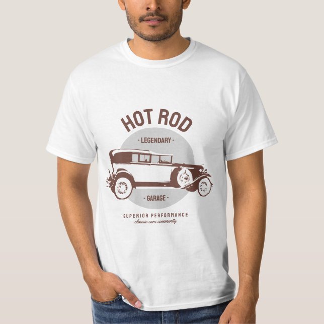 Legendary Hot rod Garage, Car T Shirt (Framsida)