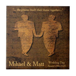 Legendary Kärlek Gay Bröllop Gift Tile for Grooms Kakelplatta