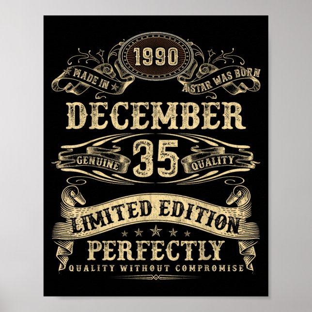 Legendary Man Born December 1990 35th Birthday  Poster (Framsidan)