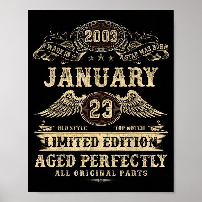 Legendary Man Born January 2003 23rd Birthday  Poster (Framsidan)