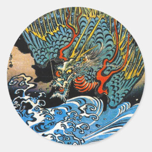 Legendary mythical Dragon Utagawa Kuniyoshi art Runt Klistermärke