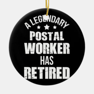 Legendary Postal Worker har blivit pensionerad Julgransprydnad Keramik