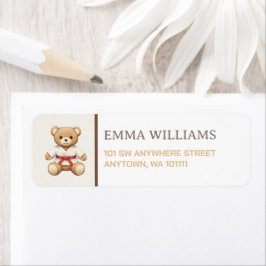 Legendary Red Belt Judo Bear – Baby Shower Returadress Etikett