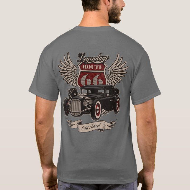 Legendary Route 66 Hot rod Pair of Dice Old school T Shirt (Baksida)