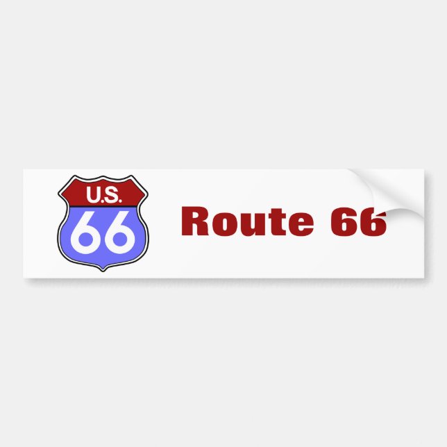 Legendary Route 66 Road Sign Bumper Sticker Bildekal (Framsidan)