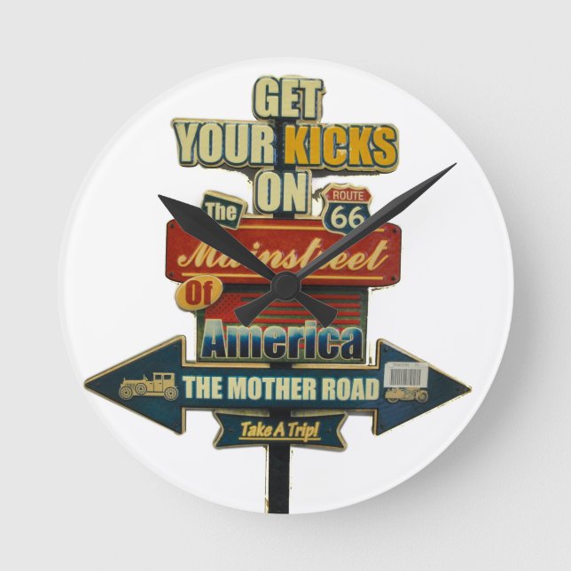 ***LEGENDARY ROUTE 66*** WALL CLOCK RUND KLOCKA (Framsida)