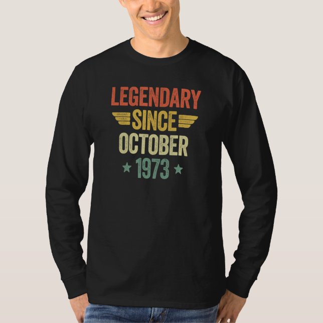 Legendary Since October 1973 T Shirt (Framsida)