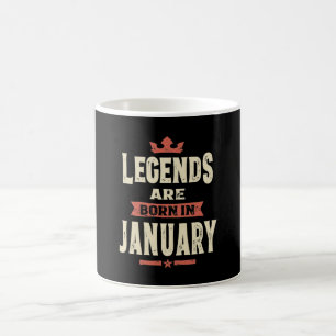 Legenden är född i januari - januari kaffemugg
