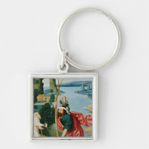 Legenden av St Christopher Fyrkantig Silverfärgad Nyckelring