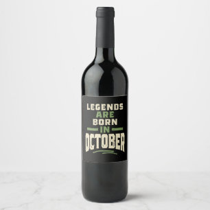 Legenden föds i oktober - oktober vinflaska etikett