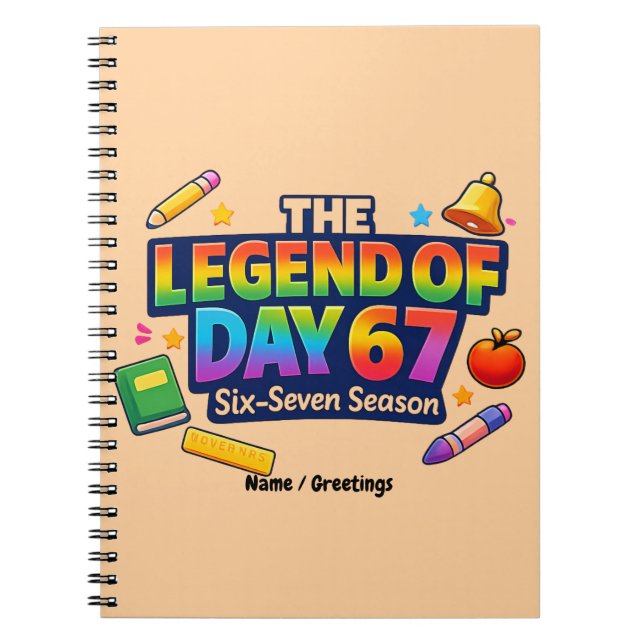 Legenden om dag 67 regnbågsskolfirande anteckningsbok (Framsidan)