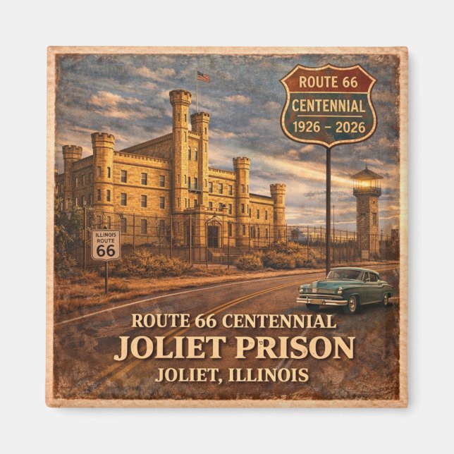 Legenden om Route 66 Joliet-fängelsets kylskåp Magnet (Framsidan)