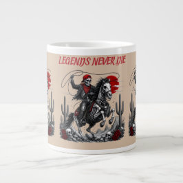 LEGENDER DÖR ALDRIG – Skelett Cowboy Ridning Häst Jumbo Mugg