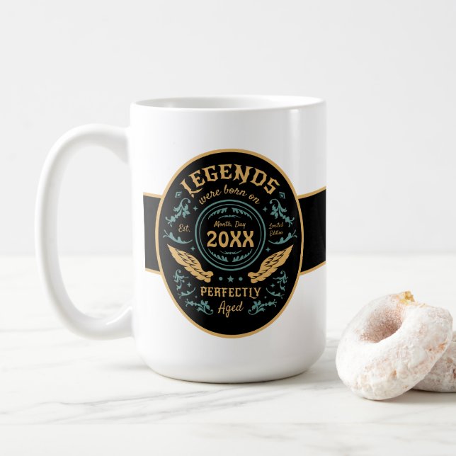 Legender Föddes i [Månad] [År] Kaffemugg (Med munk)