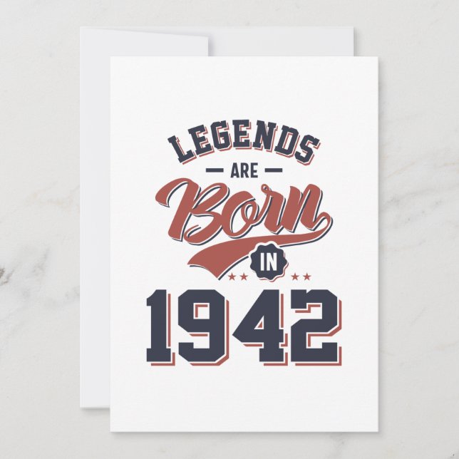 Legender Föds 1942 Födelsedagspresent Inbjudningar (Framsida)