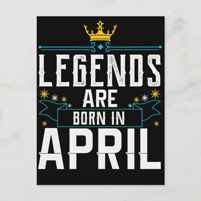 Legender Föds i April Citat För Legender Vykort (Framsida)