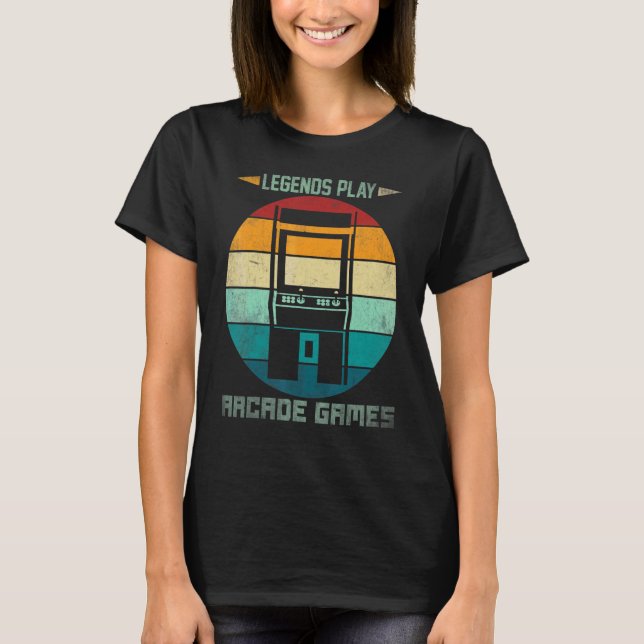 Legender Spelar Arkadspel Retro Färger Hobby T Shirt (Framsida)