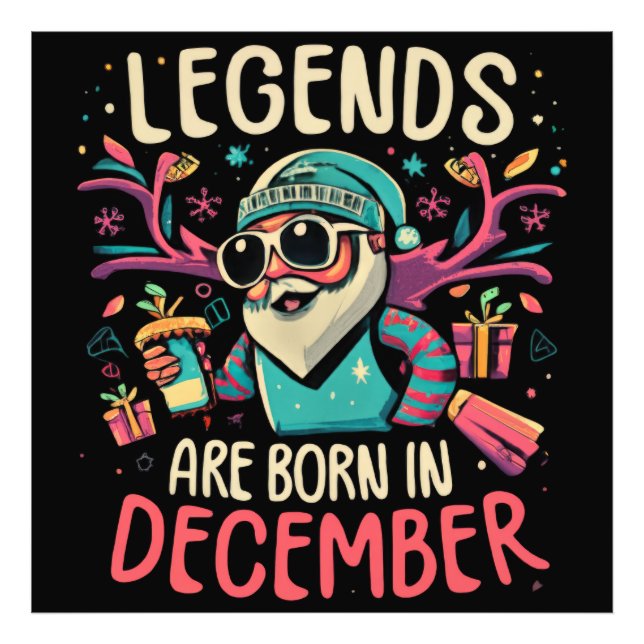 Legenderna föds i december Fågeldag Gift Idea Fototryck (Framsidan)