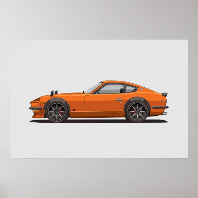 Legendklassisk Orange 240z Fairlady Bug Affisch (Framsidan)