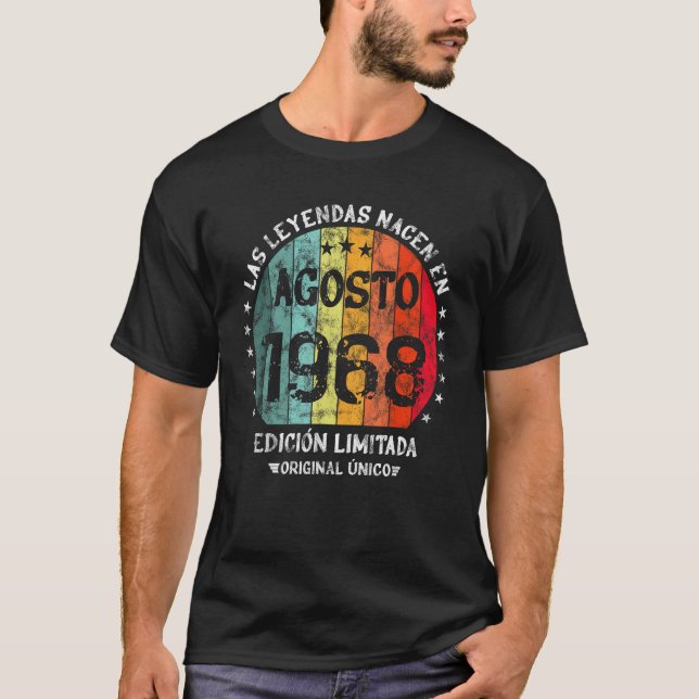 Legends Are Born In August 1968 Retro T Shirt (Framsida)