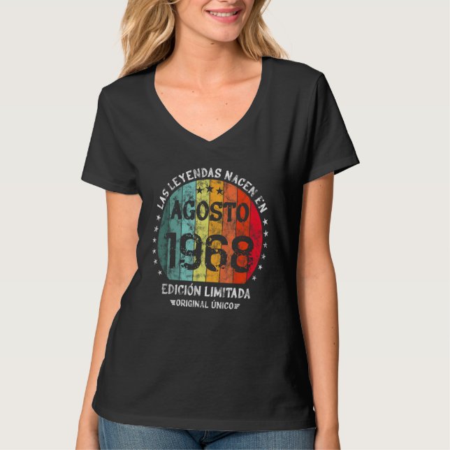 Legends Are Born In August 1968 Retro T Shirt (Framsida)