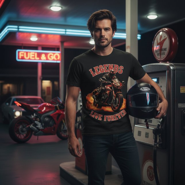 Legends Live Forever - Sportbike Motorcycle Rider T Shirt (Skapare uppladdad)