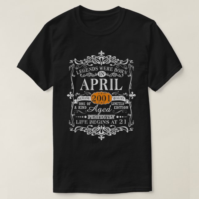 Legends Were Born In April 2001 21th Birthday Gift T Shirt (Design framsida)