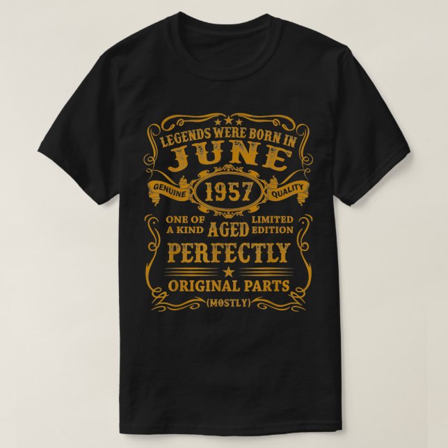 Legends Were Born In June 1957 65th Birthday Gifts T Shirt (Design framsida)