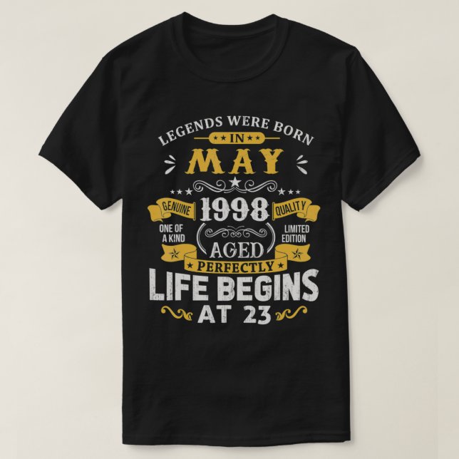 Legends Were Born In May 1998  23rd Birthday  T Shirt (Design framsida)