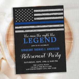 Legenpolisen Pension Party Thin Blue Line Flagga Inbjudan Vykort