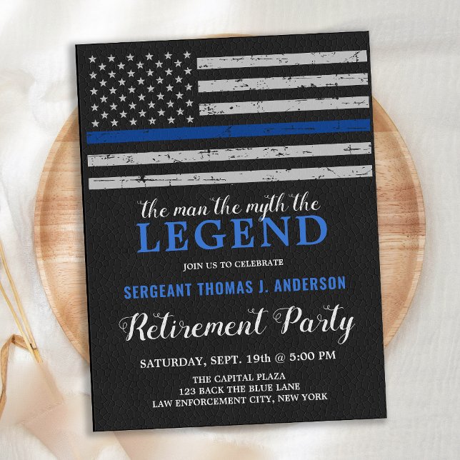 Legenpolisen Pension Party Thin Blue Line Flagga Inbjudan Vykort (Skapare uppladdad)