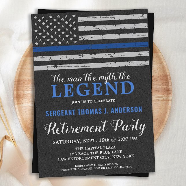 Legenpolisen Pension Party Thin Blue Line Flagga Inbjudningar (Skapare uppladdad)