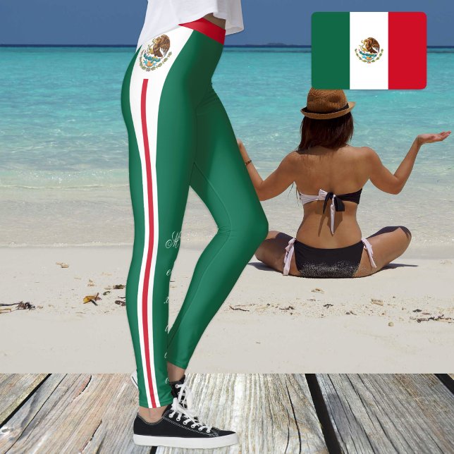 Legeringar i grönt Mexiko mode, Mexikanska Flagga Leggings (Skapare uppladdad)