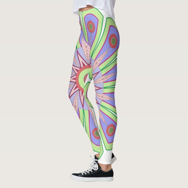 Legeringar med konst av grönt och rosa leggings (Vänster)