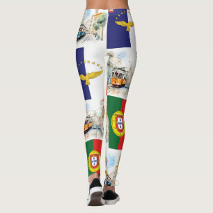 Leggage med Portugal och Azorerna Flaggor Leggings
